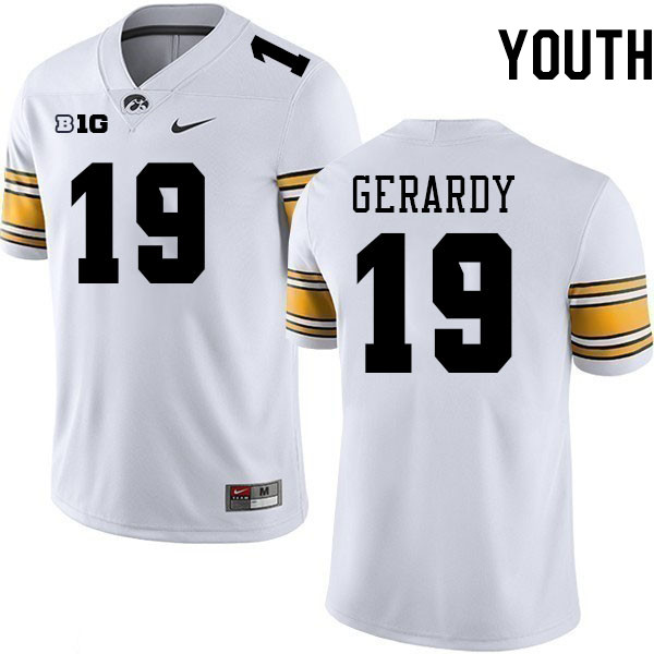 Youth #19 Kyler Gerardy Iowa Hawkeyes College Football Jerseys Stitched-White